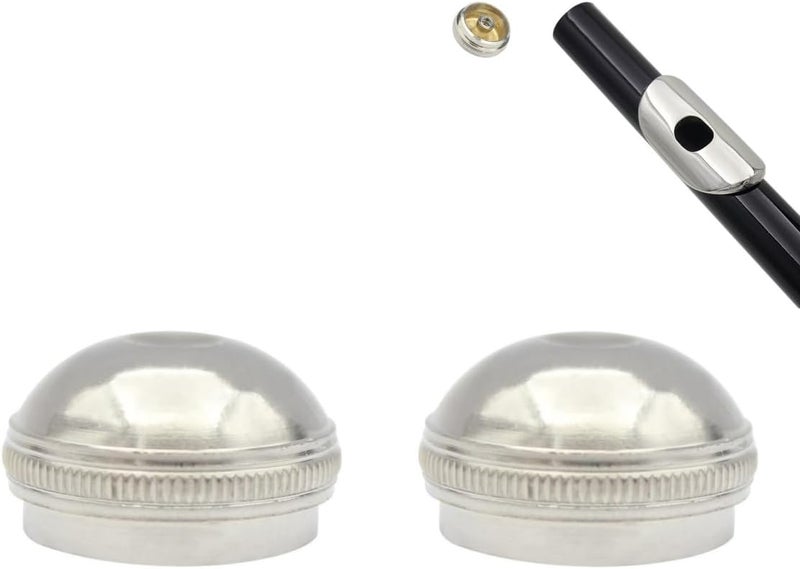 CCeCCe 2 Pack C Flute Head Crown Replacement Parts Nickel Silver Plated Flutes Headjoint Screw Cover End Cap for Flute Head Joint Mouthpiece Cork Plugs 16 Keys Closed Hole C Flutes Orchestra - Image 1